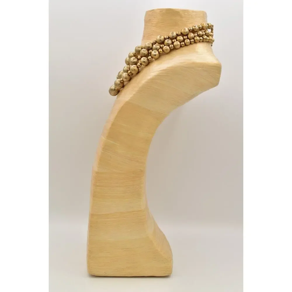 Coro Multi-Layered Beaded Collar Necklace Gold Tone Chunky Signed 1950s BinBM